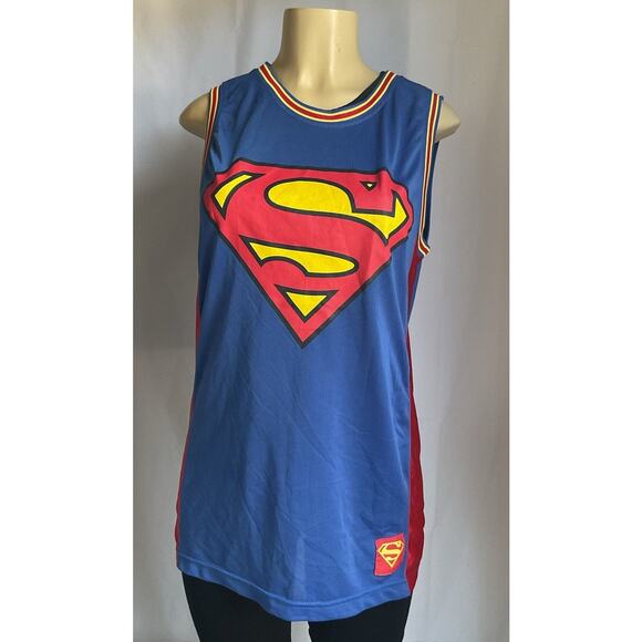 Superman Basketball Jersey Tank Top Blue Red Size M DC Comics superhero - Picture 2 of 10